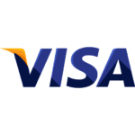 Visa Logo In Dark Blue And Sky Blue With Golden Touch